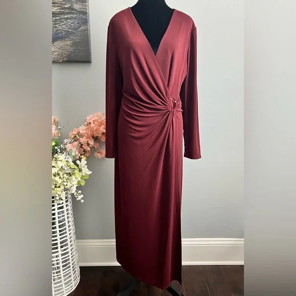 Anne Klein | Dresses | Anne Klein Womens Vneck Sideruched Jersey Midi Dress Maroon Size Xl | Poshmark Anne Klein | Dresses | Anne Klein Womens Vneck Sideruched Jersey Midi Dress Maroon Size Xl | Poshmark